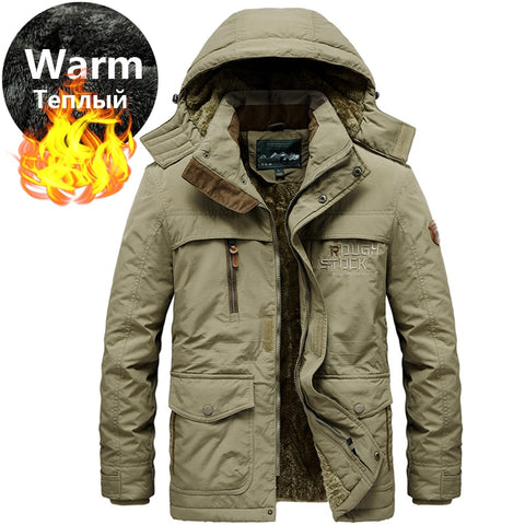 Thicken Fur Hooded Winter Parkas Men Plus Size 5XL 6XL Military Warm Fleece Cotton Parka Winter Jacket Men Windbreaker Overcoat