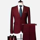 Classic Men's Suit Set 2019 High-end Customized Solid Color Slim Business Dress Groom Wedding Clothing High Quality Tuxedo /2pcs