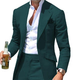 Peak Causal Slim Fit Notched Label Green Mens suit Blazer Formal Business For Wedding Groom Causal （Only Jacket）