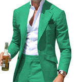 Peak Causal Slim Fit Notched Label Green Mens suit Blazer Formal Business For Wedding Groom Causal （Only Jacket）