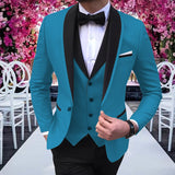 Mens suits 3 Pieces Party Costume  Slim Fit Suits Classic Design Shawl Lapel Tuxedos Prom Suit Blazer & Pants & Vest for Wedding