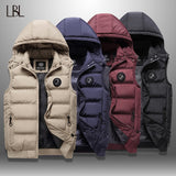 Down Vest Men Autumn Winter Men's Sleeveless Jacket Casual Men's Waistcoat Hooded Vest Hat Detachable New 2020 Outer Vest homme