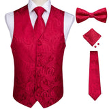 Vests For Men Slim Fit Mens Wedding Suit Vest Casual Sleeveless Formal Business Male Waistcoat Hanky Necktie Bow Tie Set DiBanGu