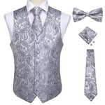 Vests For Men Slim Fit Mens Wedding Suit Vest Casual Sleeveless Formal Business Male Waistcoat Hanky Necktie Bow Tie Set DiBanGu