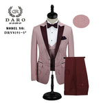 DARO Men Suit Bridegroom Wedding Tuxedo New Style Blazer Pattern Jacket Vest Pant 3 Piece Slim Fit White Gold Blue Wine  Party