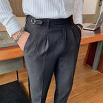 Fashion Men Business Dress Pants Solid Color Office Social Wedding Streetwear Casual Suit Pants Slim Fit Trousers Costume Homme