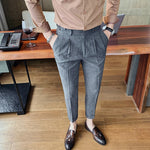 Fashion Men Business Dress Pants Solid Color Office Social Wedding Streetwear Casual Suit Pants Slim Fit Trousers Costume Homme