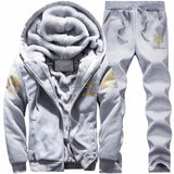 2020 Autumn Winter Men Outfit Set Winter Fashion Men Clothes Outfits Thick Warm Zipper Hoodie and Pants Set 2 Piece Tracksuit